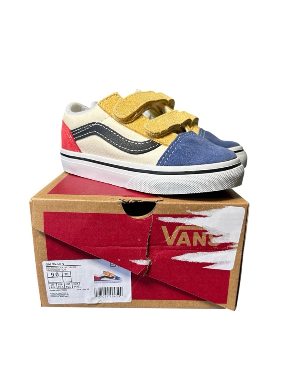 Vans Old Skool Toddler Size 9 Colorblock Sneakers Kids Skate Shoes Low Top